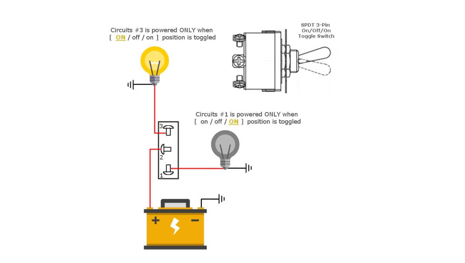SPDT toggle switch wiring diagram